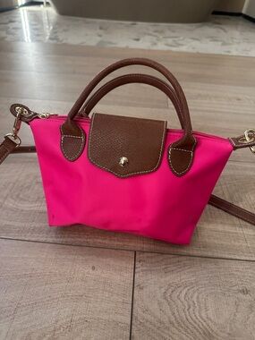 Brown Handle Pink Women's Crossbody Longchamp style handbag